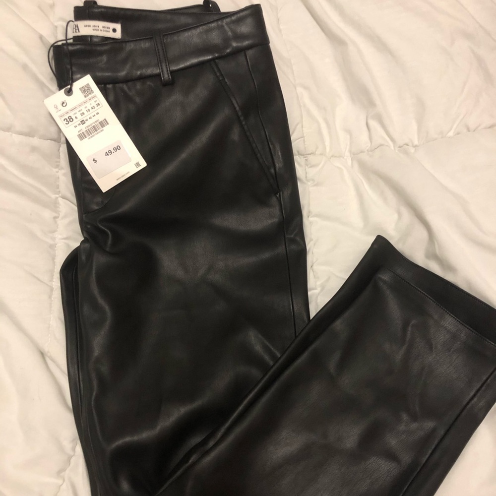 Zara NWT faux leather trousers pants sz 6 sold out